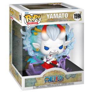 Figurine Funko POP de Yamato dans une pose dynamique, avec des éclairs violets autour du socle, expression déterminée et détails minutieux.