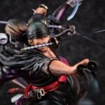 Figurine de Roronoa Zoro dans une pose dynamique utilisant la technique de combat Kitoryuu avec neuf sabres, réalisée en PVC par Megahouse.