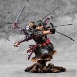 Figurine de Roronoa Zoro dans une pose dynamique utilisant la technique de combat Kitoryuu avec neuf sabres, réalisée en PVC par Megahouse.