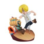 one-piece-figurine-sanji-run-run-run-ver-gem-series-megahouse_2 Figurine de Sanji en pose dynamique, courant dans une réplique du Baratie, avec une tenue de cuisinier détaillée en blanc et noir, fabriquée par MEGAHOUSE.