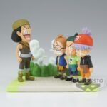 Figurine d'Usopp en PVC de 7 cm représentant un moment émotionnel où il fait ses adieux à ses jeunes compagnons, avec des détails soignés et une pose dynamique.