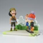 Figurine d'Usopp en PVC de 7 cm représentant un moment émotionnel où il fait ses adieux à ses jeunes compagnons, avec des détails soignés et une pose dynamique.