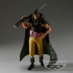 Figurine Yasopp de One Piece, mesurant 16 cm, avec une pose dynamique, un sourire confiant, et un fusil reposant sur son épaule, fabriquée en PVC avec des détails précis.