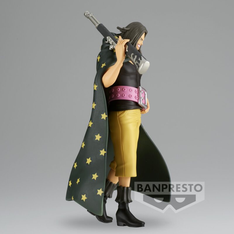 Figurine Yasopp de One Piece, mesurant 16 cm, avec une pose dynamique, un sourire confiant, et un fusil reposant sur son épaule, fabriquée en PVC avec des détails précis.