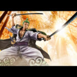 Figurine de Roronoa Zoro dans sa version Zoro Juro, représentant le personnage avec une pose dynamique, fabriquée en PVC par MEGAHOUSE, montrant des détails soignés et une finition de qualité.
