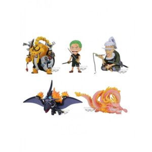 Figurine de Roronoa Zoro en PVC, représentant le personnage dans une pose dynamique avec des détails précis, incluant son épée emblématique et une base stable pour l'exposition.