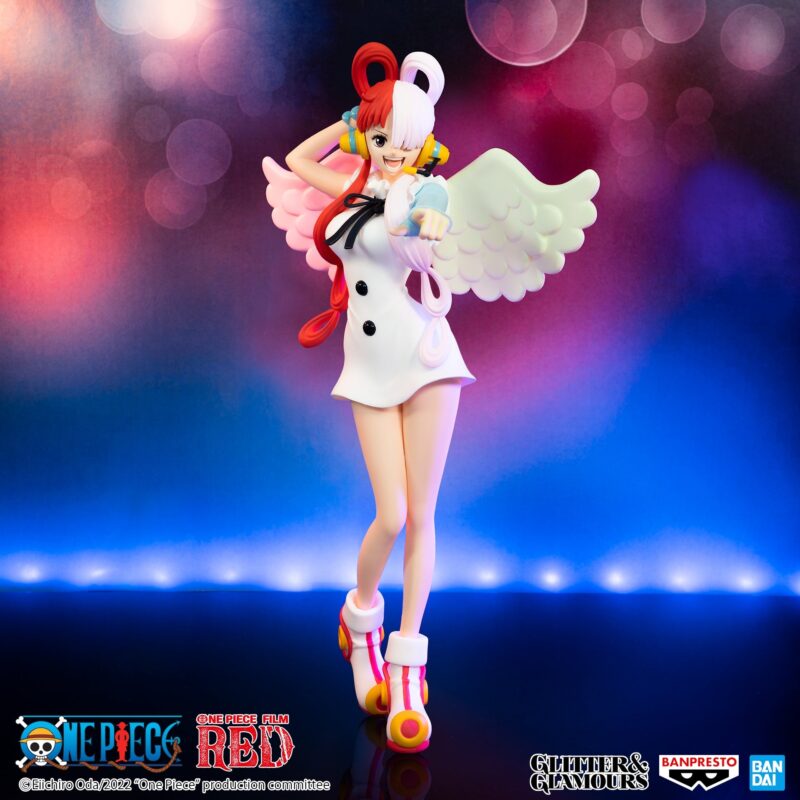 Figurine d'Uta du film ONE PIECE RED, mesurant 22 cm, en PVC, avec des détails précis et une pose dynamique. Fabriquée par BANPRESTO.