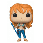 one_piece_figurine_pop_nami_328_2 Figurine Pop de Nami, navigatrice de l'équipage du Chapeau de Paille, en pose dynamique, avec des vêtements emblématiques et un visage expressif, fabriquée par Funko.