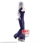 Vue latérale en plan d'ensemble de la figurine Emilia de Re:Zero - Starting Life in Another World se tenant debout avec un bras plié.