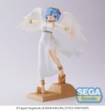 Vue 3/4 avant en plan d'ensemble de la figurine Luminasta de Rem de Re:ZERO - Starting Life in Another World les bras étendus.