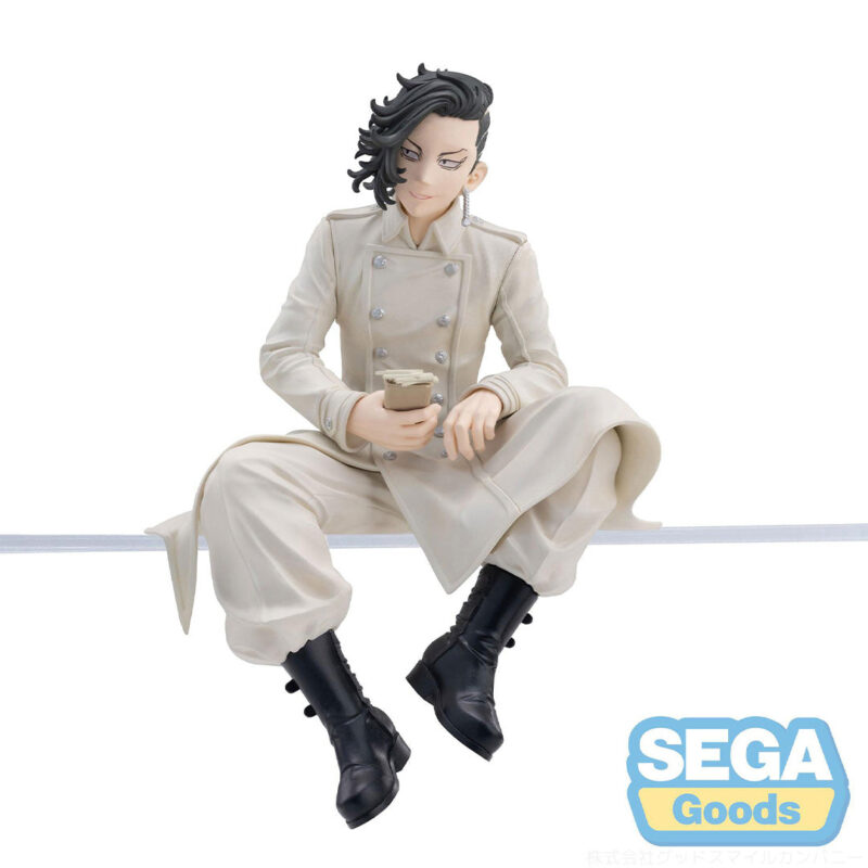 Vue de face avec plan rapproché moyen de la figurine de Hajime Kokonoi de Tokyo Revengers en manteau clair, tenant une tasse, sans boîte visible.